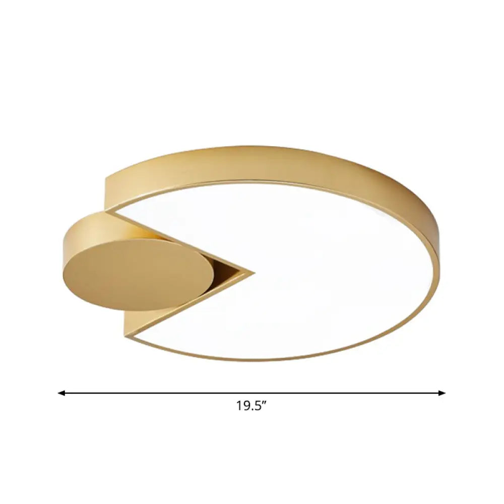 Modern Geometric Led Ceiling Light In Gold With 3 Color Options Minimalistic Flush-Mounted Metal