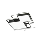 Modern Geometric Led Flush Mount Lamp In Black/White - 18/21.5 W Silica Gel Close To Ceiling Light