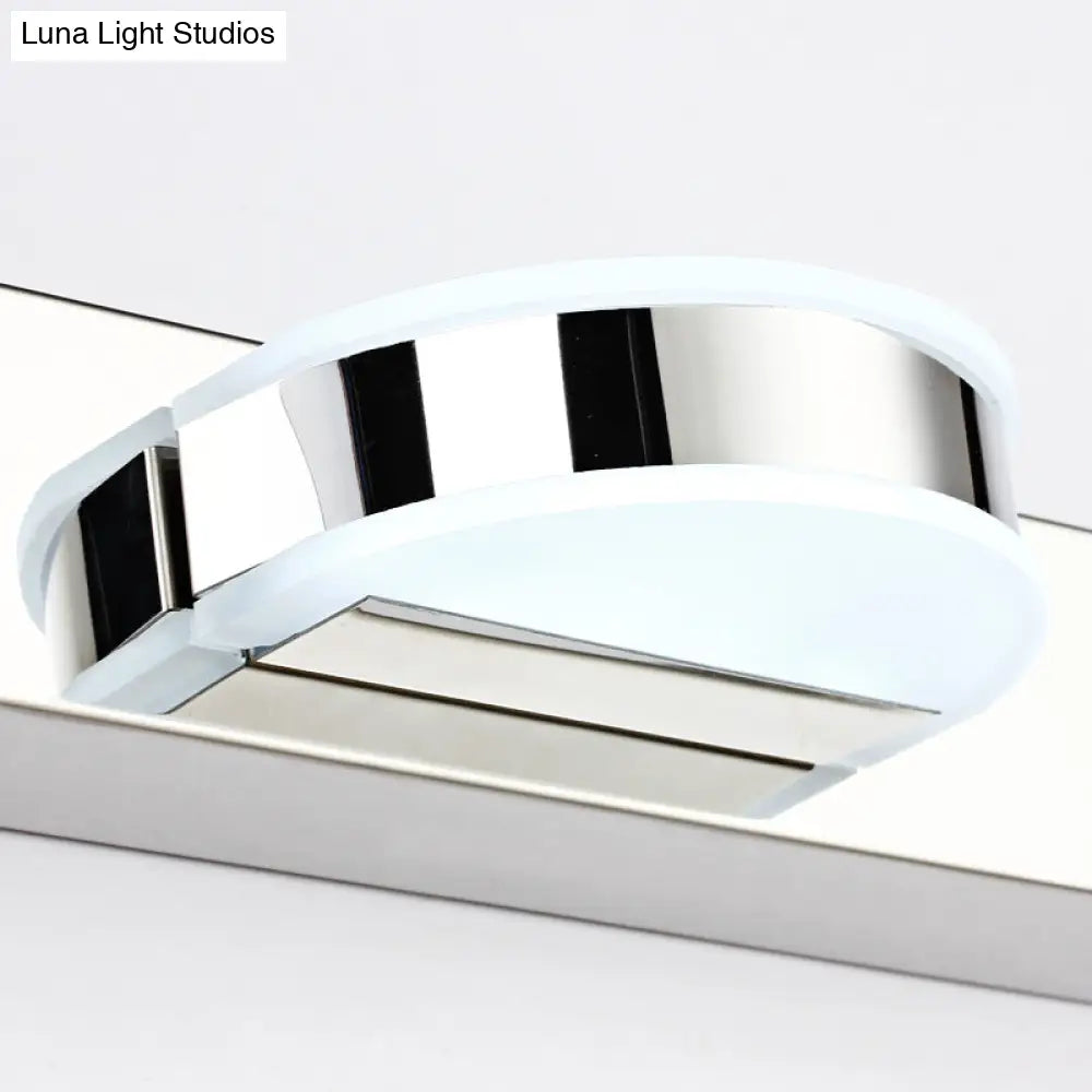 Modern Geometric Led Vanity Wall Light In Nickel Finish - Contemporary Metal Lighting
