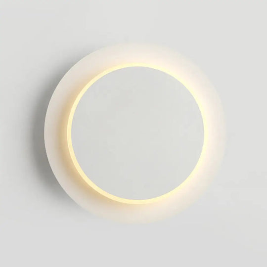 Modern Geometric Led Wall Sconce Light For Living Room White / Round