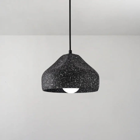 Modern Geometric Shade Ceiling Light - Single Hanging Lamp For Dining Room In Cement Finish Black /