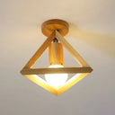 Modern Geometric Wooden Flush - Mount Ceiling Light Fixture - Small Size Wood / Triangle
