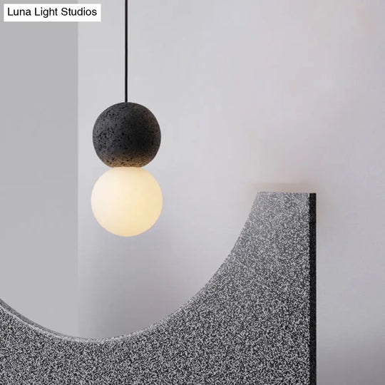 Modern Glass & Terrazzo Double Ball Pendant Light - Pink/Grey