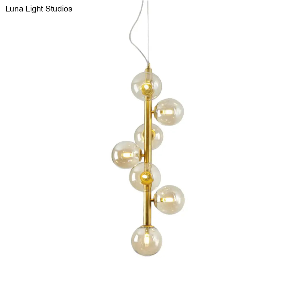 Modern Glass Ball Chandelier With 7 Led Pendant Lights In Gold For Living Room