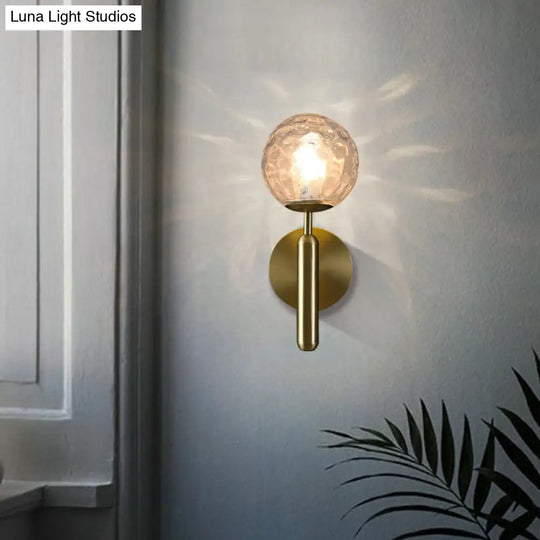 Modern Glass Ball Wall Mount Light With Brass Finish Perfect Sconce Lamp For Living Room