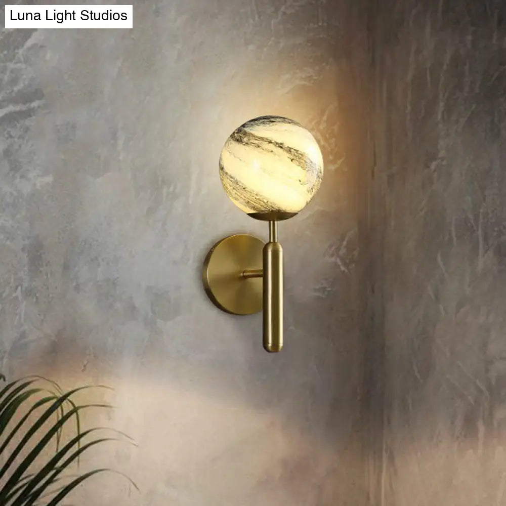 Modern Glass Ball Wall Mount Light With Brass Finish Perfect Sconce Lamp For Living Room