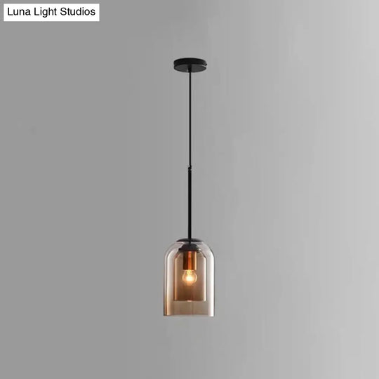 Modern Glass Bell Pendant Lamp For Stylish Bedroom Ceiling 1 / Cognac Round