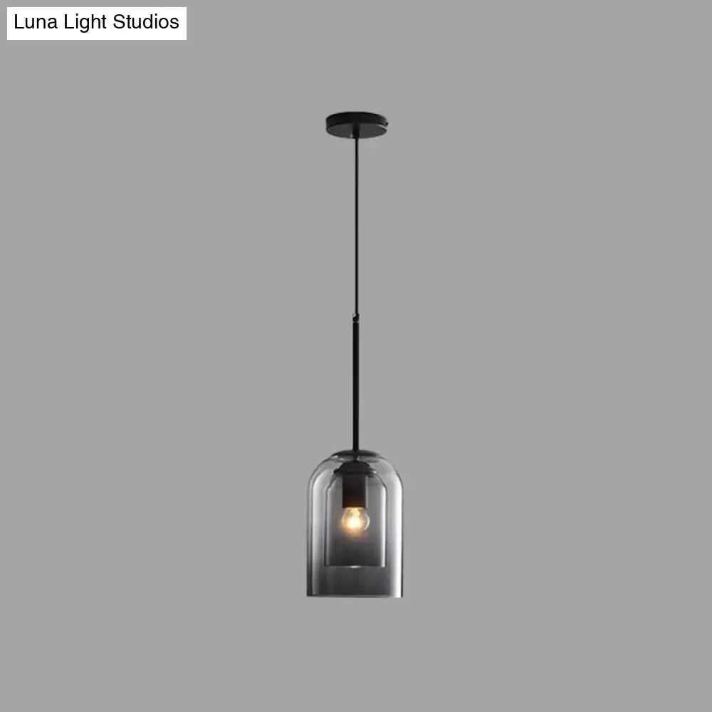 Modern Glass Pendant Ceiling Light For Bedroom - Bell Hanging Lamp 1 / Grey Round