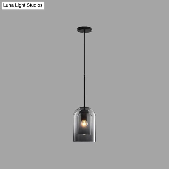Modern Glass Pendant Ceiling Light For Bedroom - Bell Hanging Lamp 1 / Grey Round