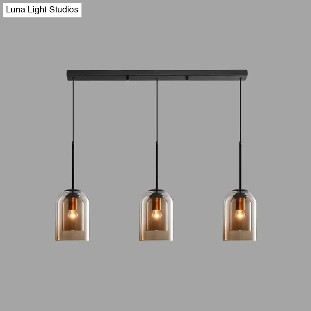 Modern Glass Bell Pendant Lamp For Stylish Bedroom Ceiling 3 / Cognac Linear