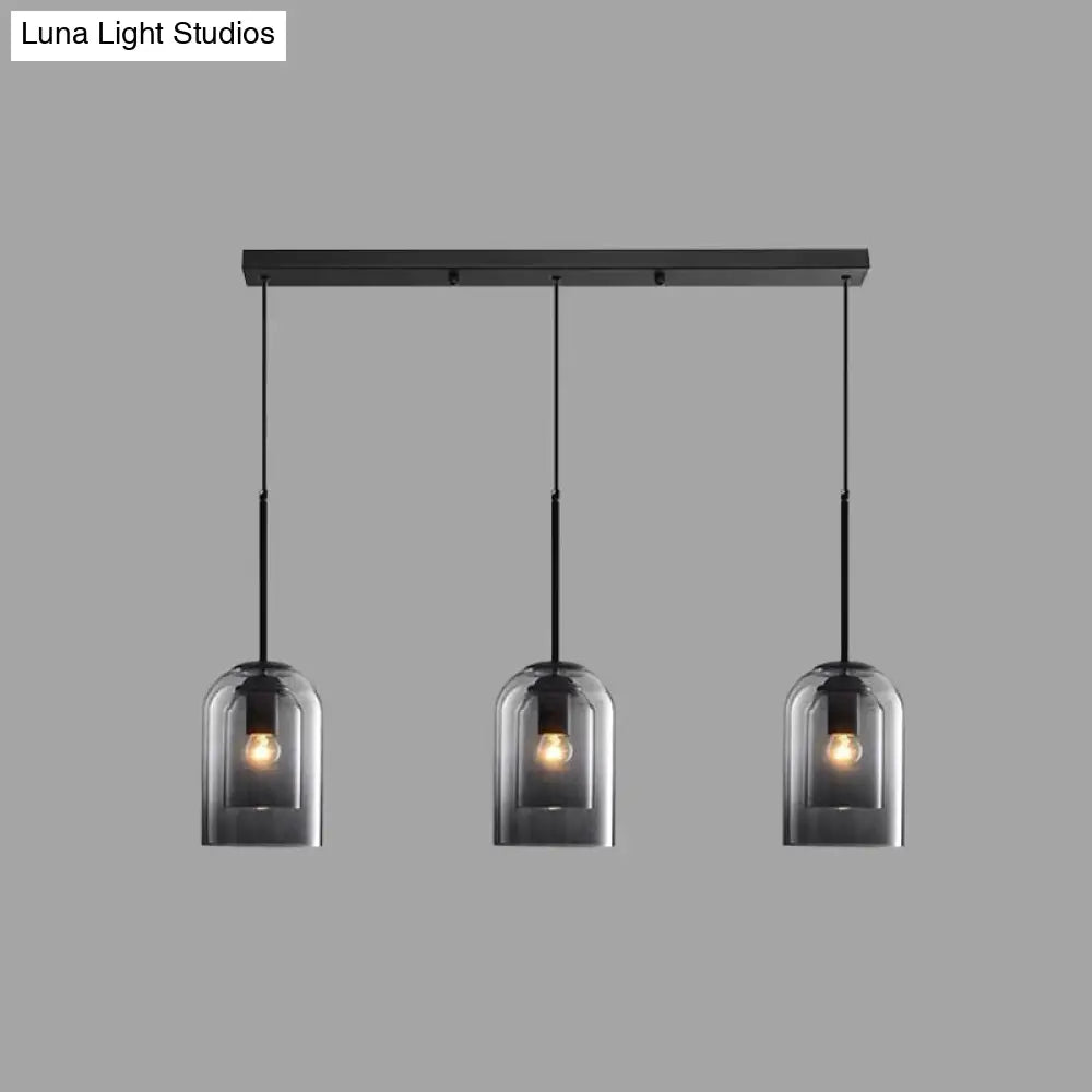 Modern Glass Bell Pendant Lamp For Stylish Bedroom Ceiling 3 / Grey Linear