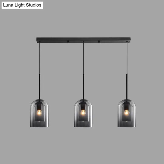 Modern Glass Bell Pendant Lamp For Stylish Bedroom Ceiling 3 / Grey Linear