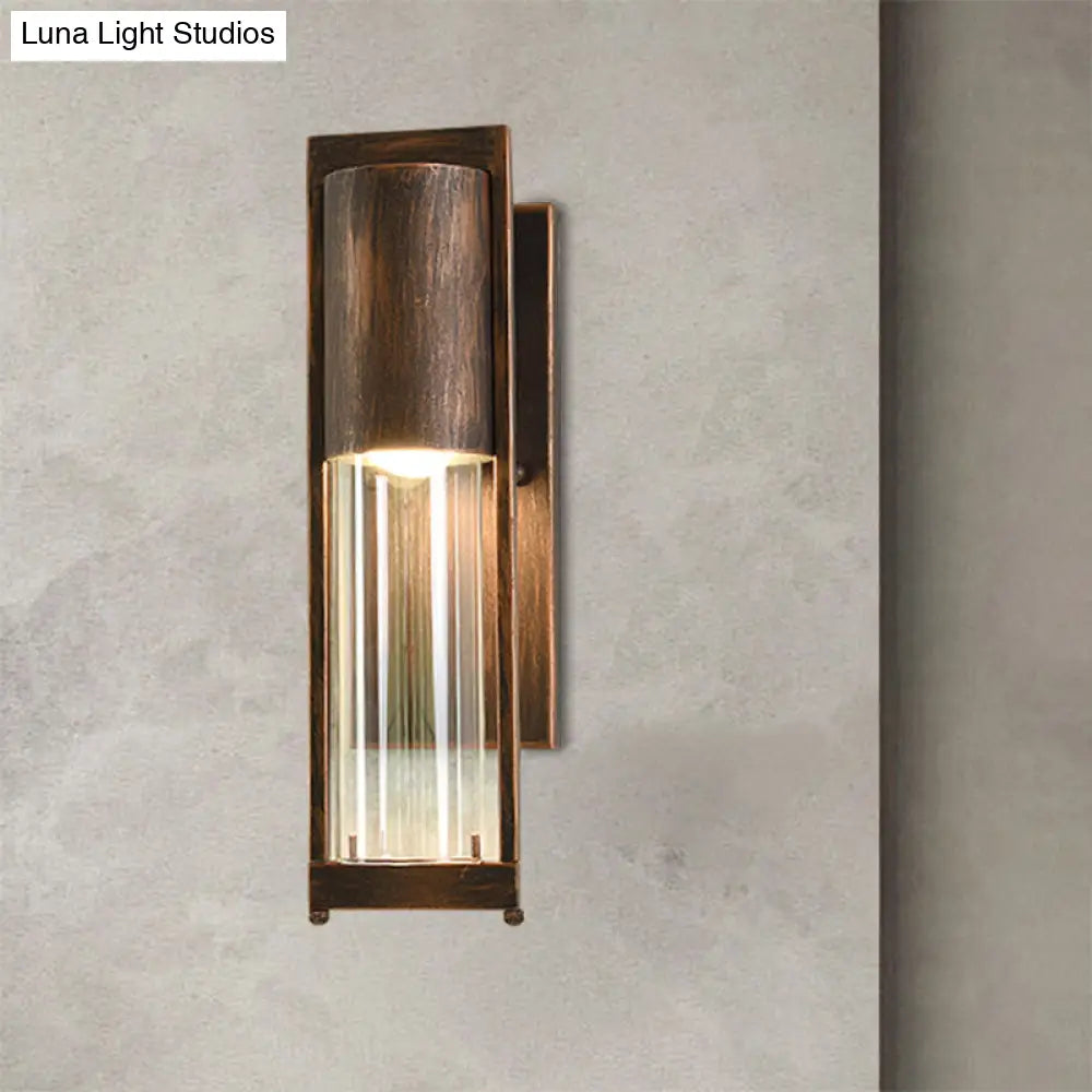 Modern Glass Black/Brass Wall Sconce With 1 Head For Industrial Style Flush Mount