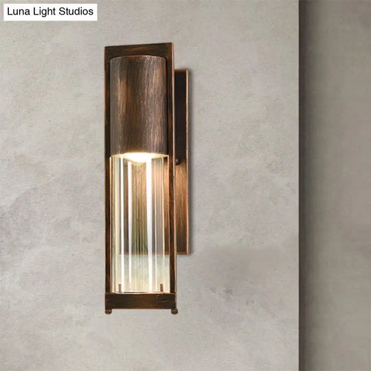 Modern Glass Black/Brass Wall Sconce With 1 Head For Industrial Style Flush Mount