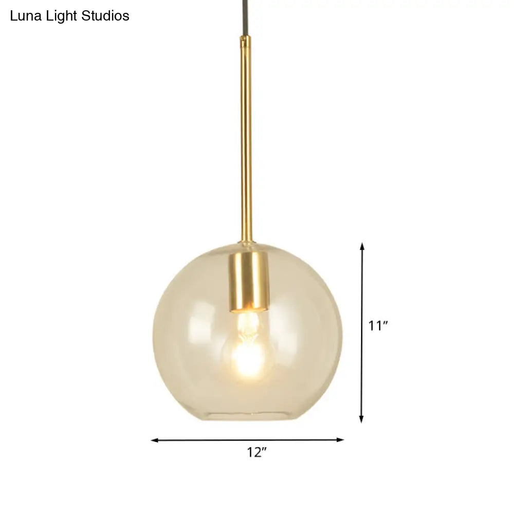 Modern Glass Globe Pendant Light - 1 Head 8’’/12’’ Wide - Stylish Dining Room Hanging Lamp Kit