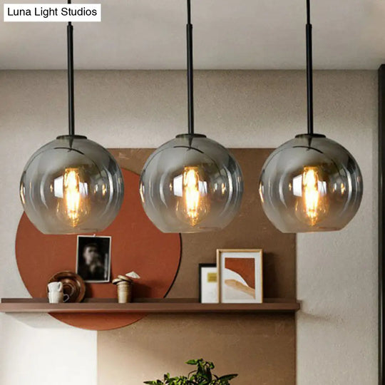 Silver Fading Glass Globe Pendant Light Fixture For Dining Room - Post-Modern Design