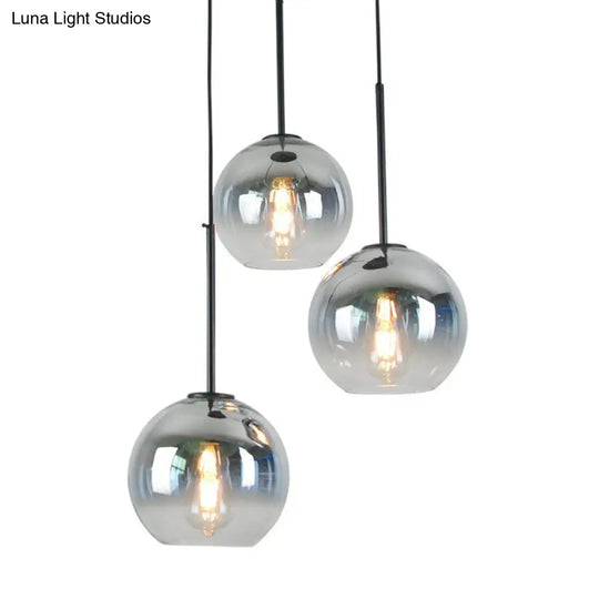 Silver Fading Glass Globe Pendant Light Fixture For Dining Room - Post-Modern Design