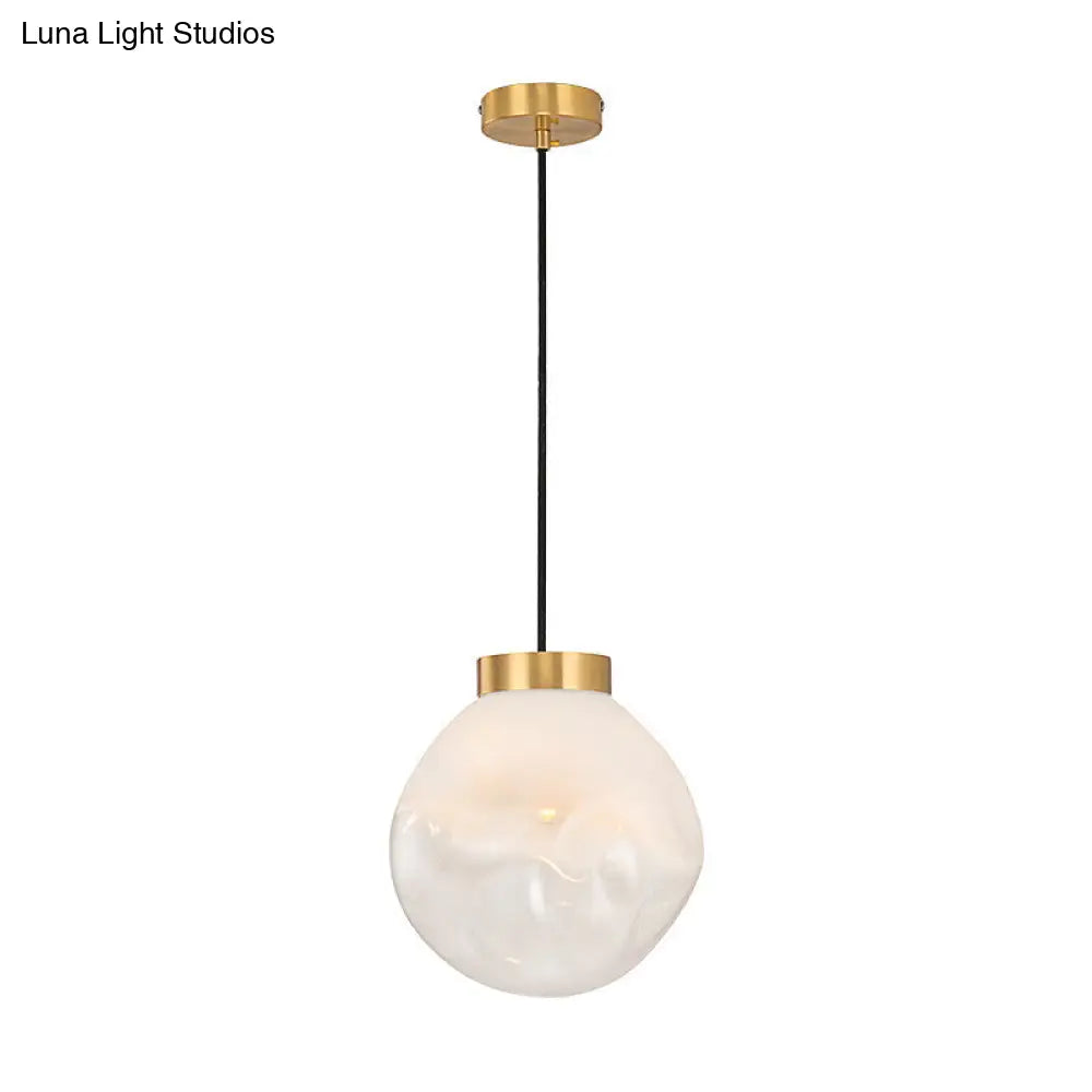 White Glass Pendant Light With Irregular Shape - Modern Kitchen Dining Room Suspension Lamp