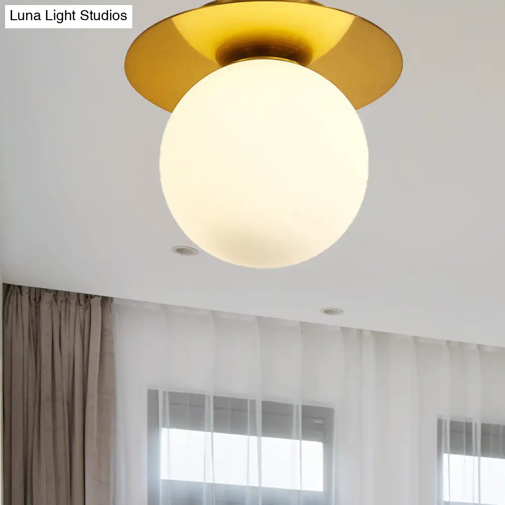 Modern Glass Orbit Ceiling Light Kitchen Flushmount Lamp - Clear/Light-Brown/Cream Single