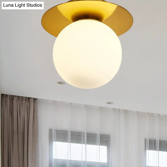 Modern Glass Orbit Ceiling Light Kitchen Flushmount Lamp - Clear/Light-Brown/Cream Single