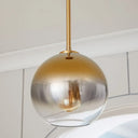Modern Glass Pendant Light Fixture For Bedroom - Gold Sphere Ceiling Hanging Lamp / 8