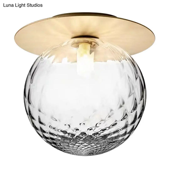 Modern Glass Semi-Flush Chandelier: 1-Light Ceiling Mount Fixture For Hallway Clear