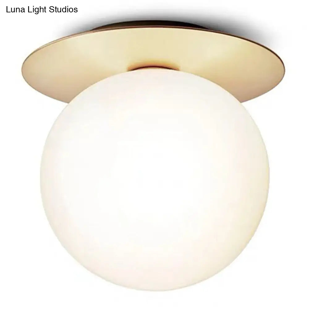Modern Glass Semi-Flush Chandelier: 1-Light Ceiling Mount Fixture For Hallway White