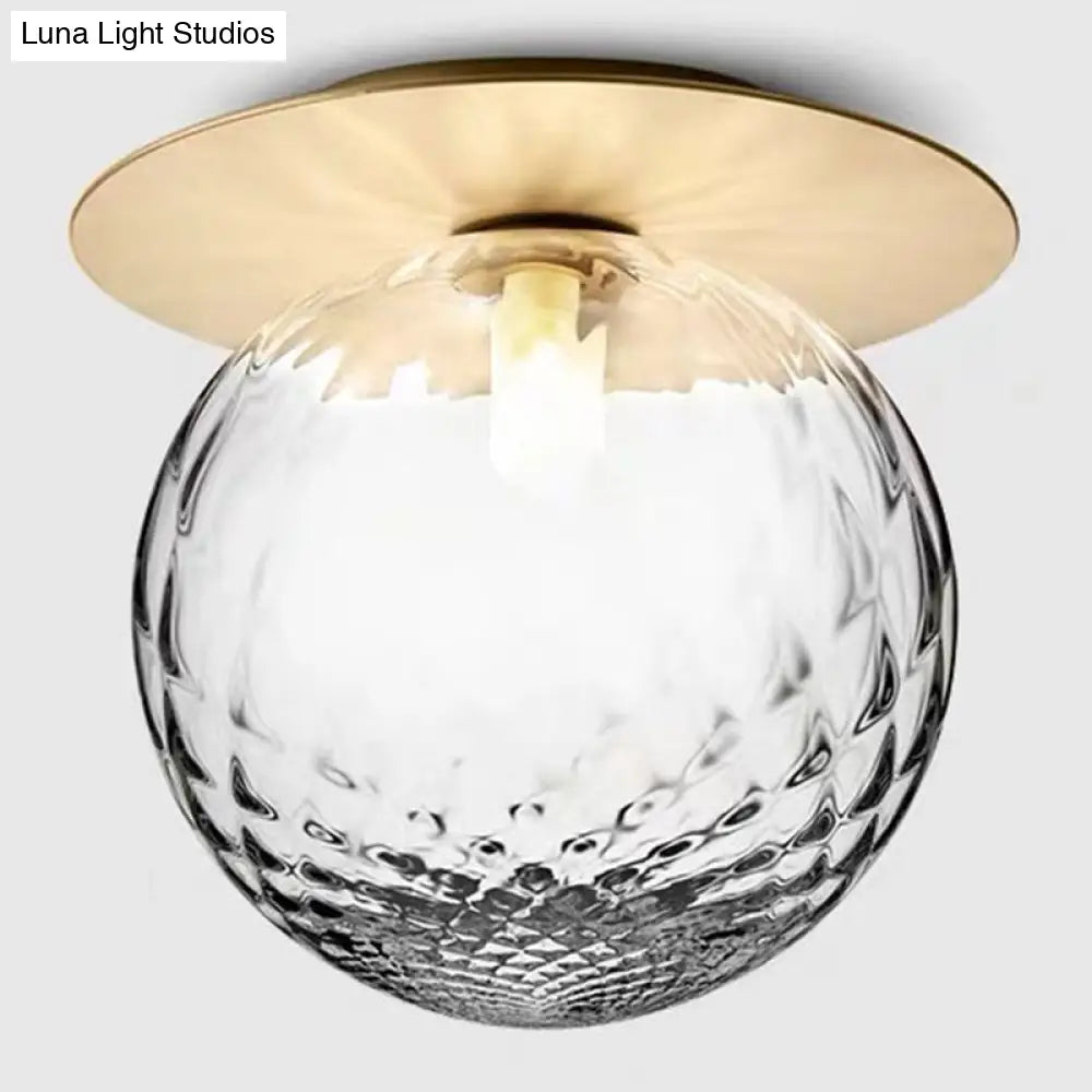 Modern Glass Semi - Flush Chandelier: 1 - Light Ceiling Mount Fixture For Hallway