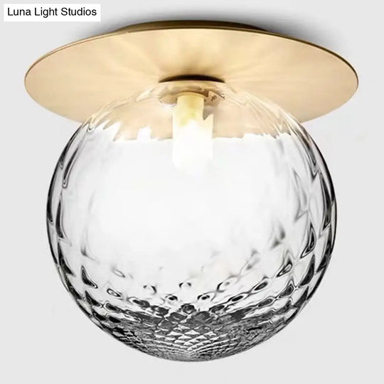 Modern Glass Semi - Flush Chandelier: 1 - Light Ceiling Mount Fixture For Hallway