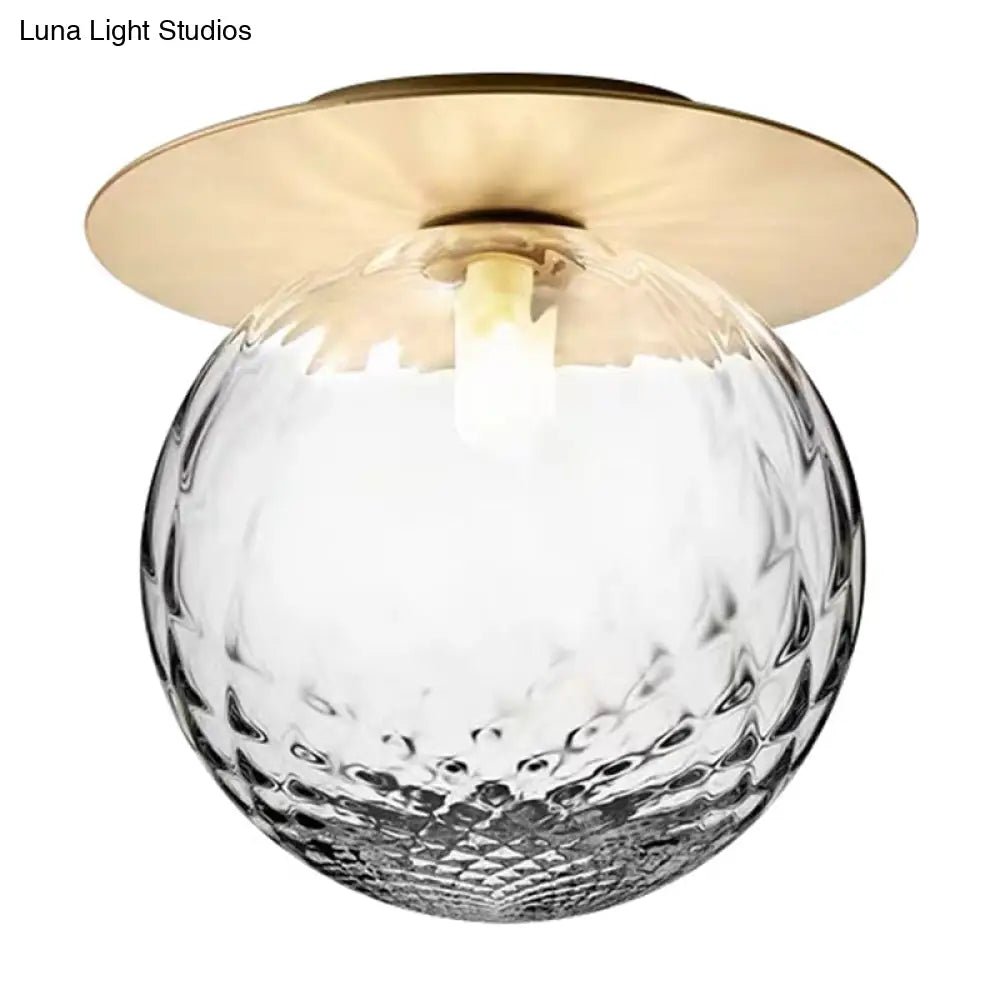 Modern Glass Semi - Flush Chandelier: 1 - Light Ceiling Mount Fixture For Hallway Clear