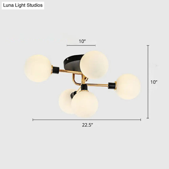 Modern Glass Semi Flush Mount Ceiling Light Fixture - Bubbles Black Finish Bedroom Lighting 5 /