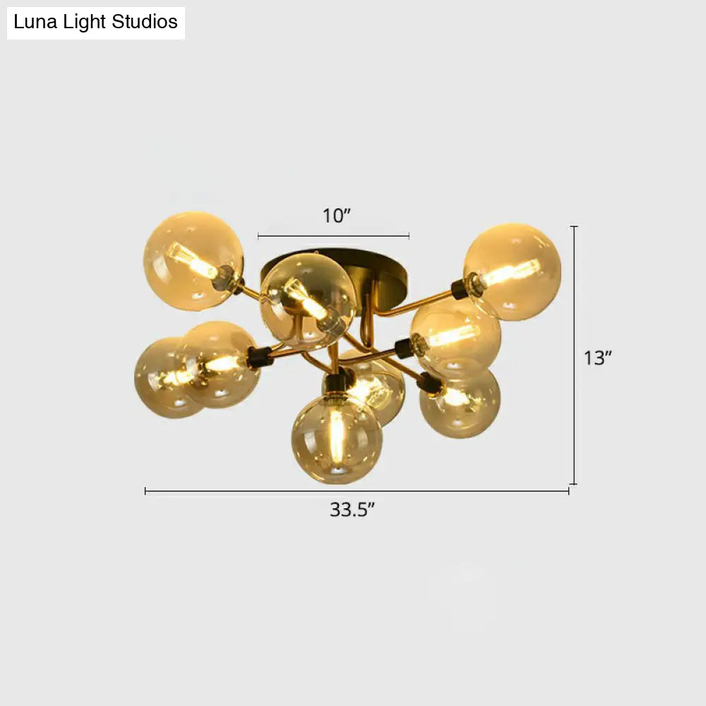 Modern Glass Semi Flush Mount Ceiling Light Fixture - Bubbles Black Finish Bedroom Lighting 9 /