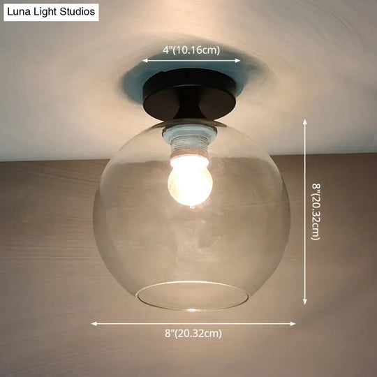 Modern Glass Semi Flush Mount Ceiling Light With Spherical Shade For Hallway