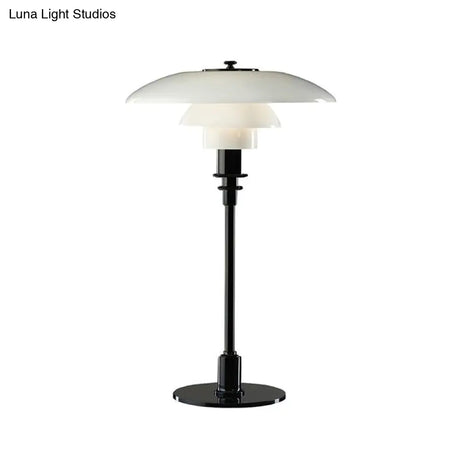 Modern Glass Table Lamp With Flared Shade - Tiered Design 1 Light Copper/Silver Finish Stylish
