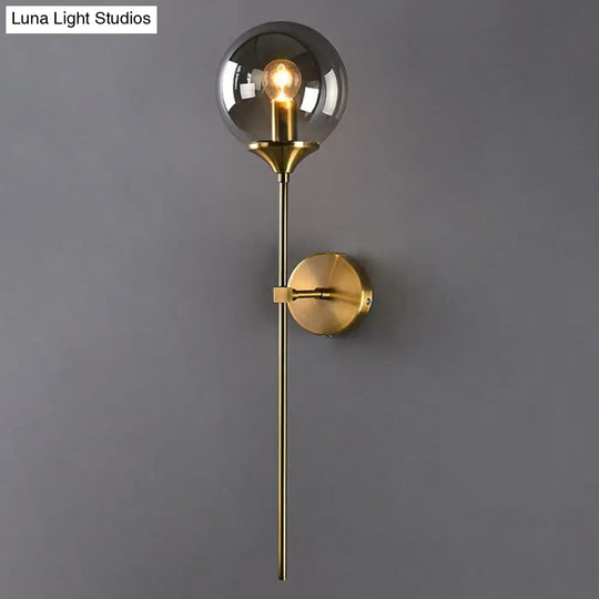 Modern Glass Wall Mount Lamp: Sleek Brass Sconce Light With Pencil Arm