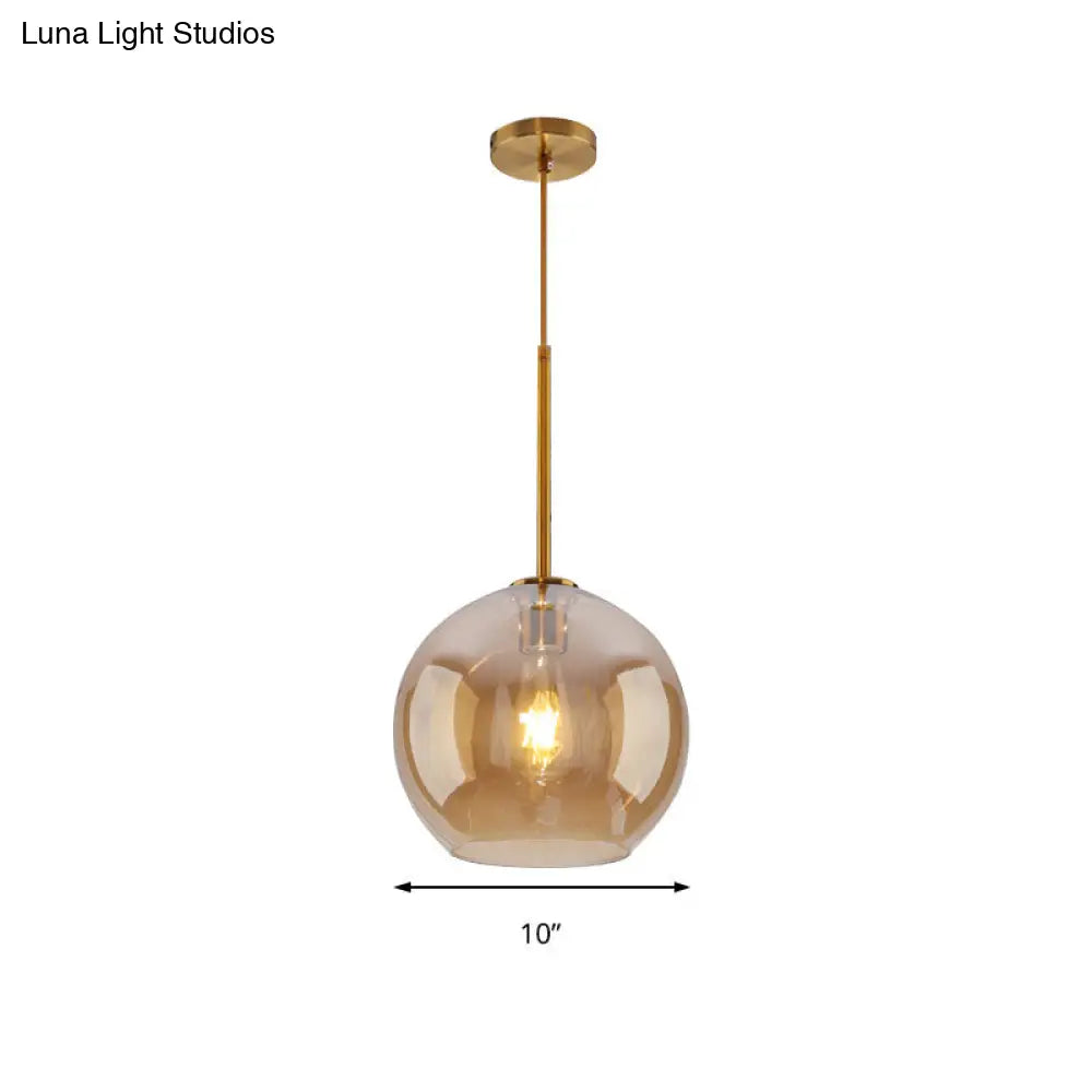 Modern Clear/Amber Glass Pendant Lighting - Global Gold Hanging Lamp Kit 1-Light 8/10/12 Wide