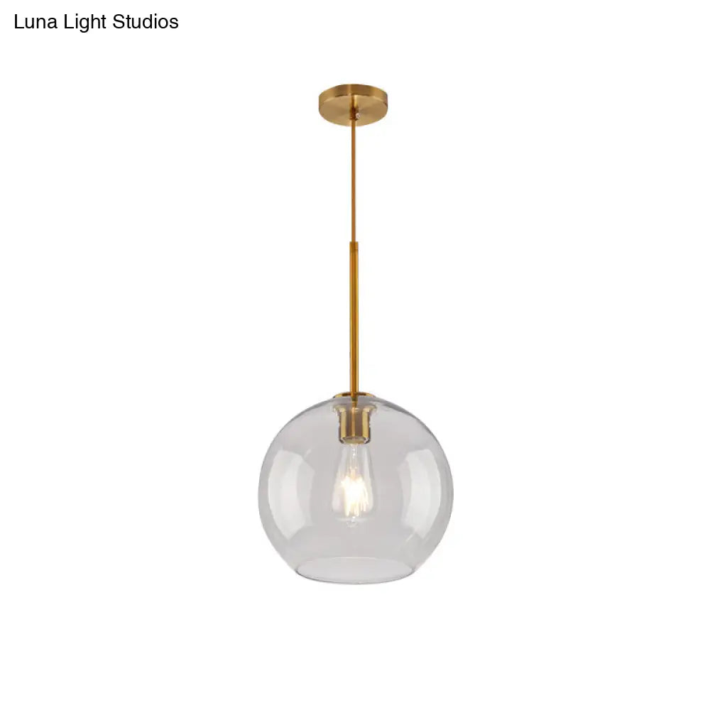 Modern Clear/Amber Glass Pendant Lighting - Global Gold Hanging Lamp Kit 1-Light 8/10/12 Wide