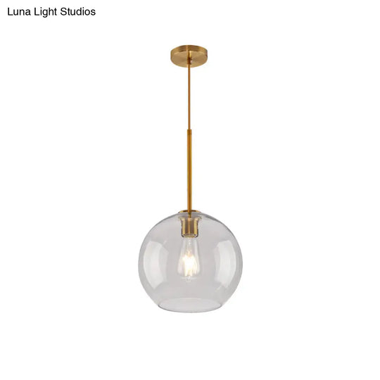 Modern Clear/Amber Glass Pendant Lighting - Global Gold Hanging Lamp Kit 1-Light 8/10/12 Wide