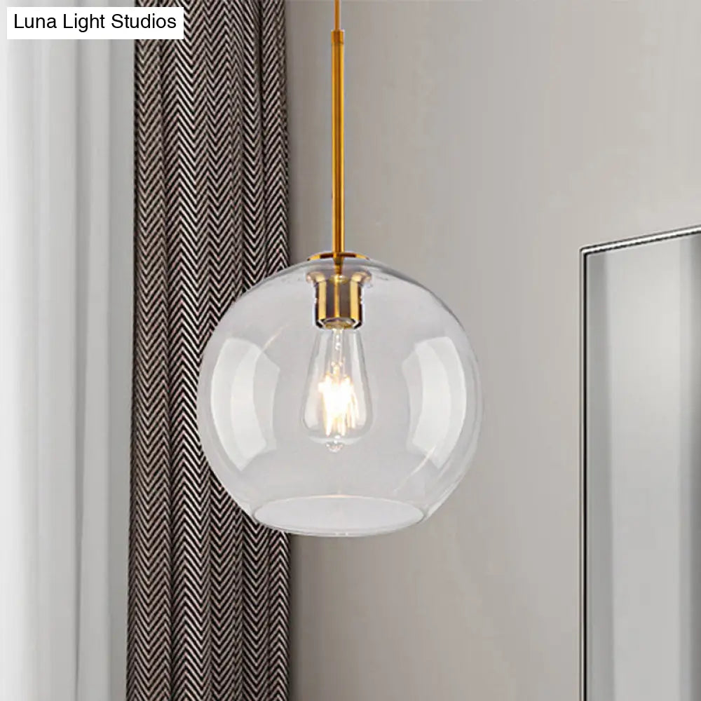 Modern Global Pendant Light With Clear/Amber Glass And Gold Finish Available In 3 Sizes