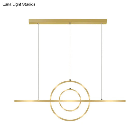 Modern Gold 2-Ring Led Island Pendant Lamp With Warm/White Light - Perfect For Dining Room