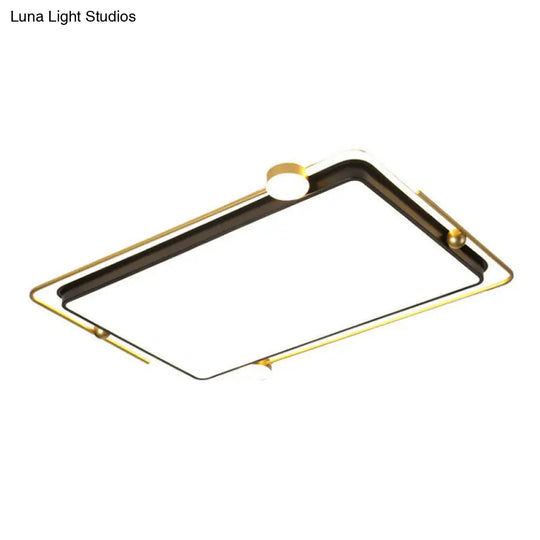 Modern Gold-Black Geometric Flush Ceiling Light: Led Mount Fixture For Contemporary Metal Bedroom
