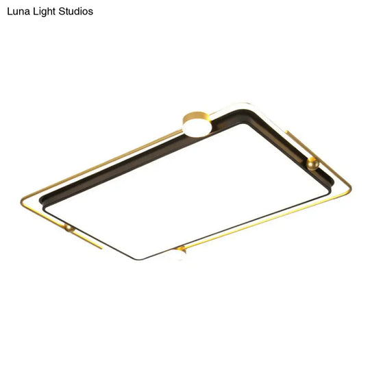 Modern Gold - Black Geometric Flush Ceiling Light: Led Mount Fixture For Contemporary Metal Bedroom