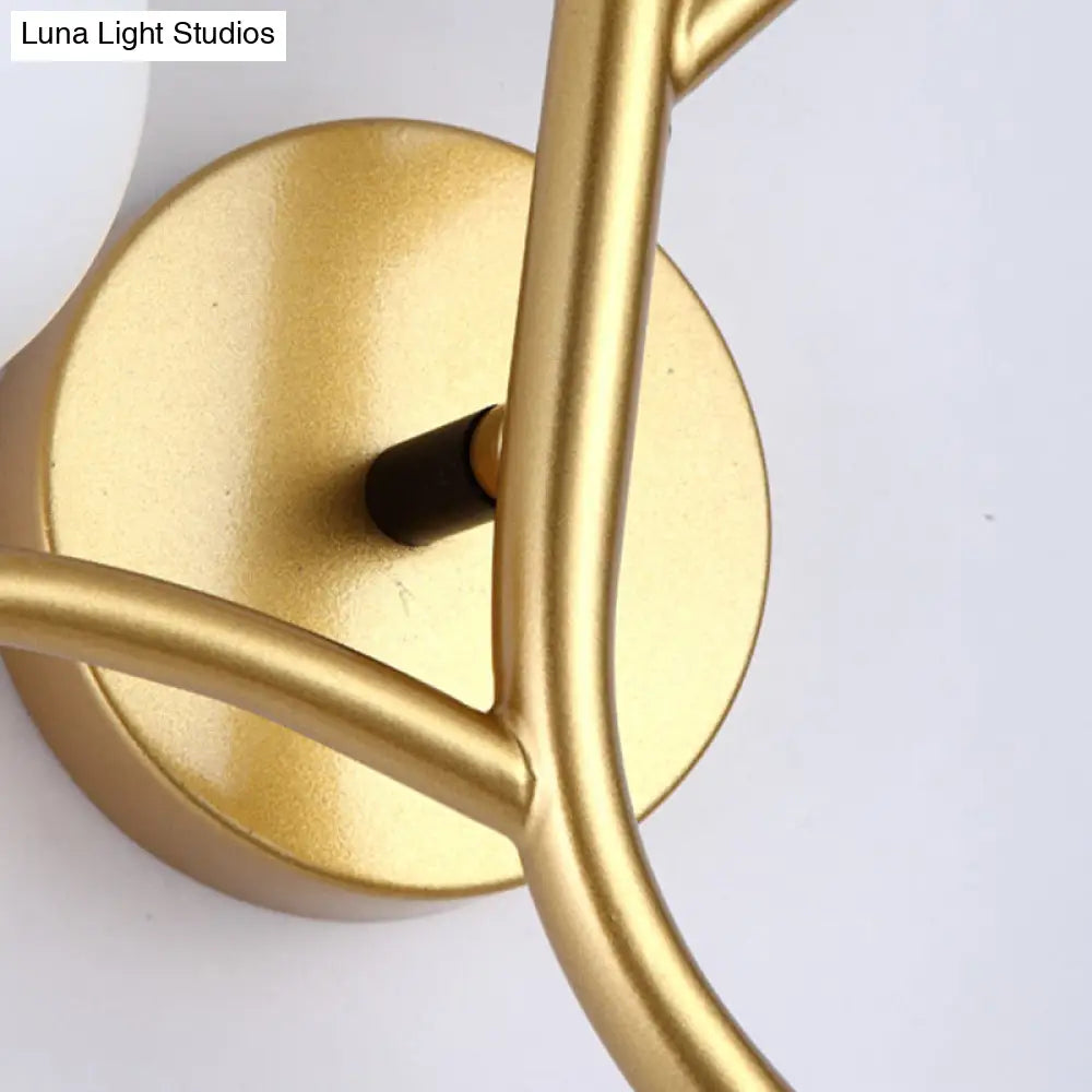 Modern Gold/Black Globe Wall Sconce With White Glass - Dining Room Light