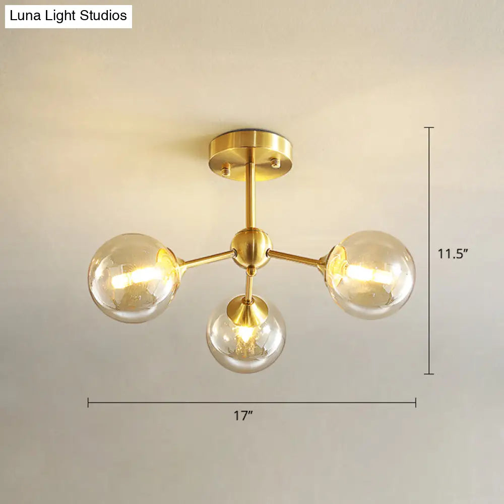 Modern Gold Branch Glass Ceiling Light 3 / Amber