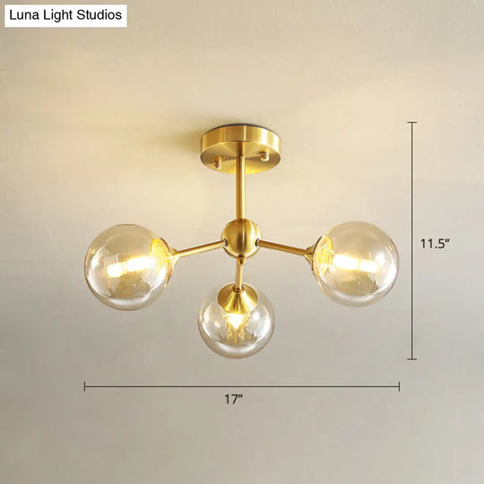 Modern Gold Branch Glass Ceiling Light 3 / Amber