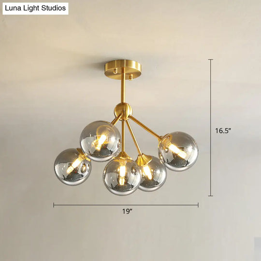 Modern Gold Branch Glass Ceiling Light 5 / Smoke Gray