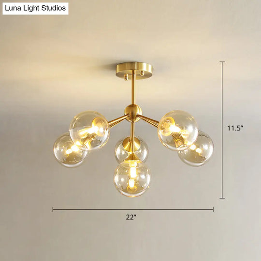 Modern Gold Branch Glass Ceiling Light 6 / Amber