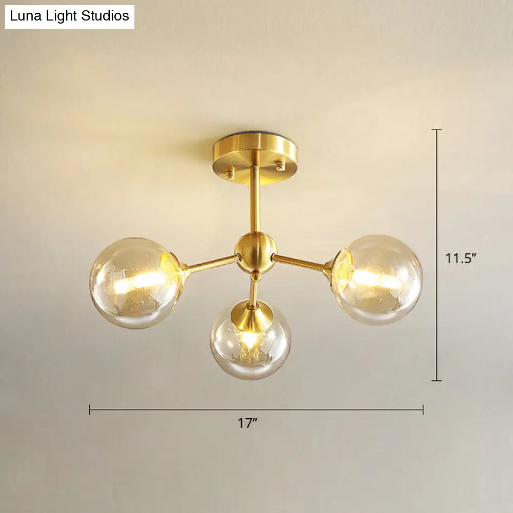 Modern Gold Branch Glass Ceiling Light 3 / Amber