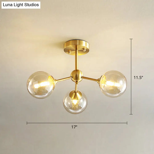 Modern Gold Branch Glass Ceiling Light 3 / Amber