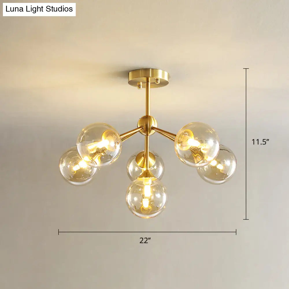 Modern Gold Branch Glass Ceiling Light 6 / Amber